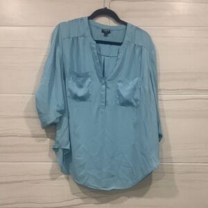 Torrid Sky Blue V-Neck Blouse